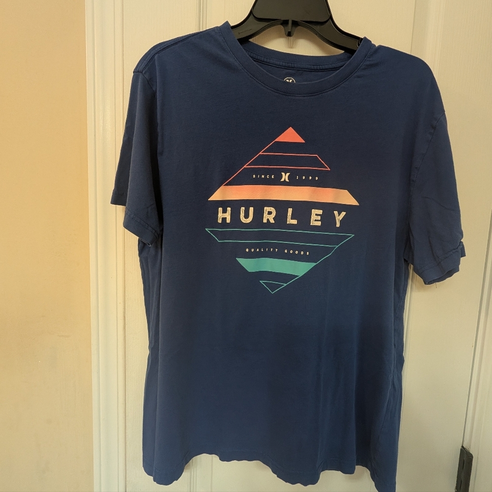 Hurley Men's Navy Tee with Multicolor Graphic